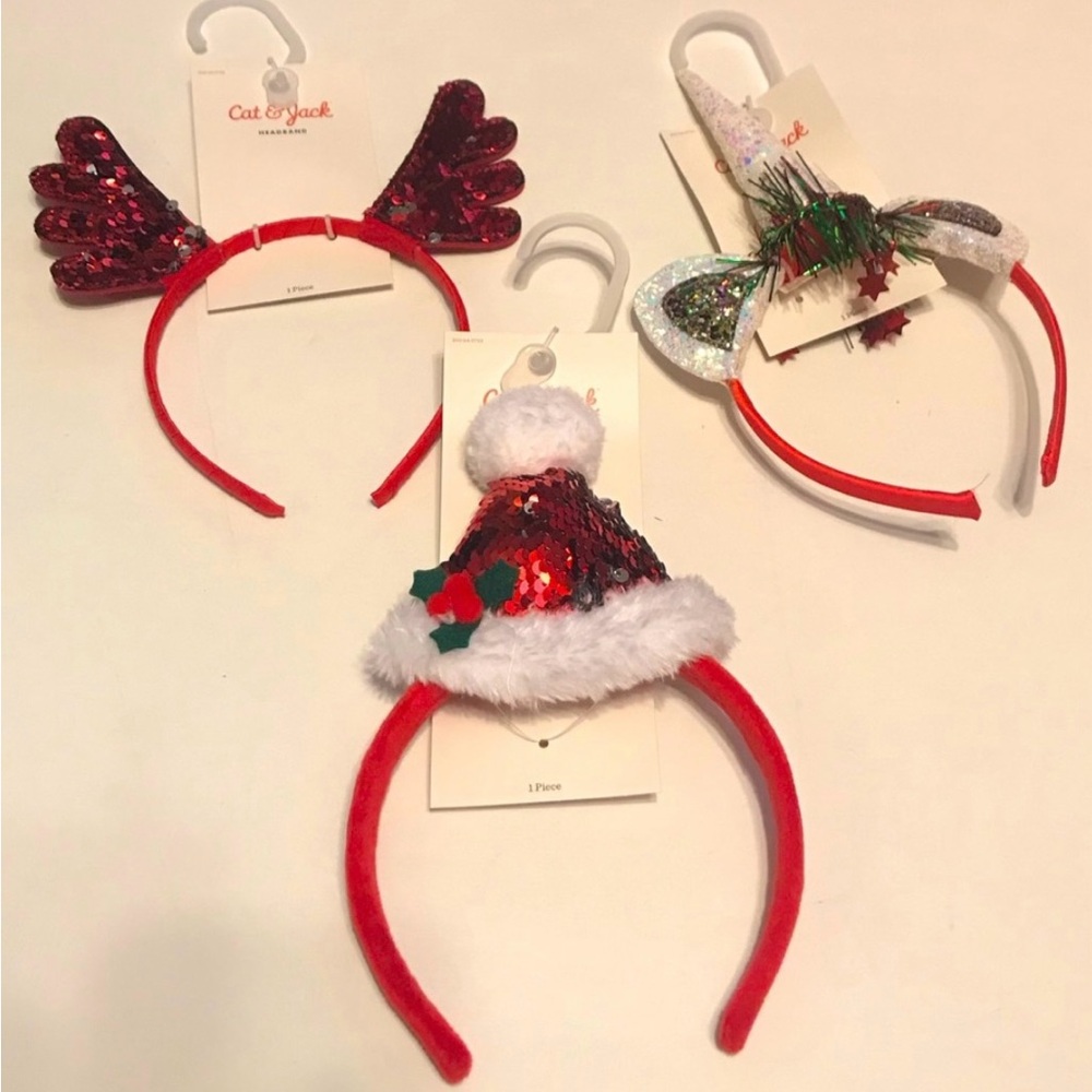 Cat & Jack Toddler Christmas Headbands NWT Set of 3 – Reindeer Santa Unicorn